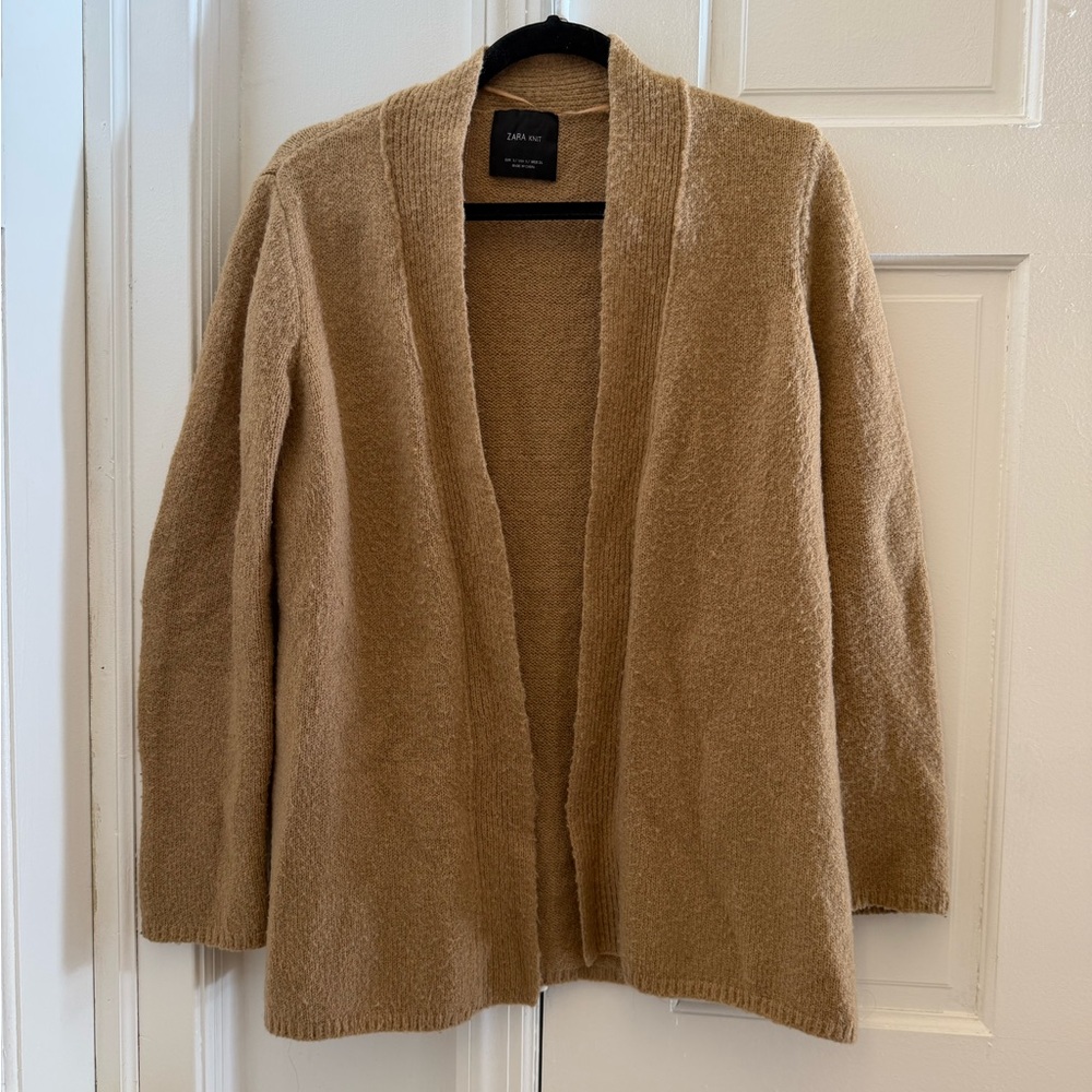 Zara Tan Open Front Cardigan
